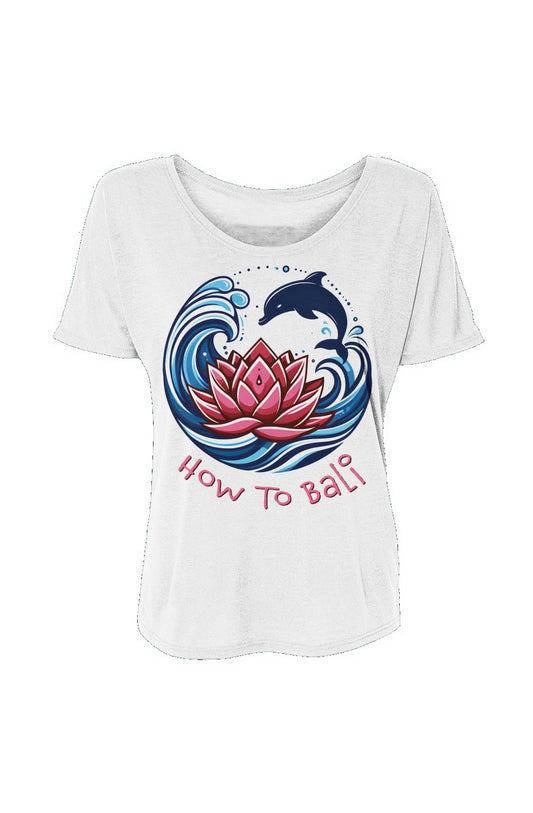 Red Lotus Dolphin Wave - Women’s Slouchy Tee - DTG